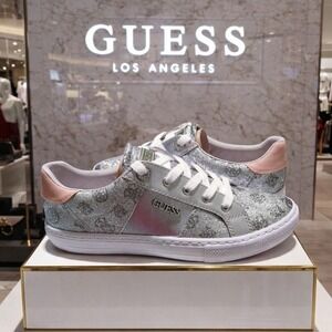 Guess Sneaker Silver Metallic & Peach design with white shoe strings